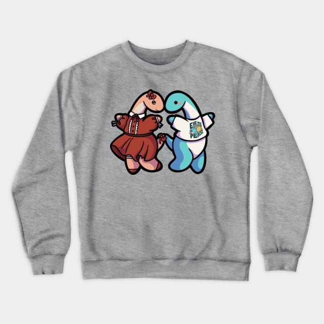 hugadino cute dinosaur couple longneck Crewneck Sweatshirt by hugadino